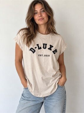 D-Luxe Basics Collegiate Varsity Tee – Luxury Designer Sporty Preppy – US 8